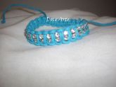 PULSEIRA EM MACRAMÊ azul com strass duplo